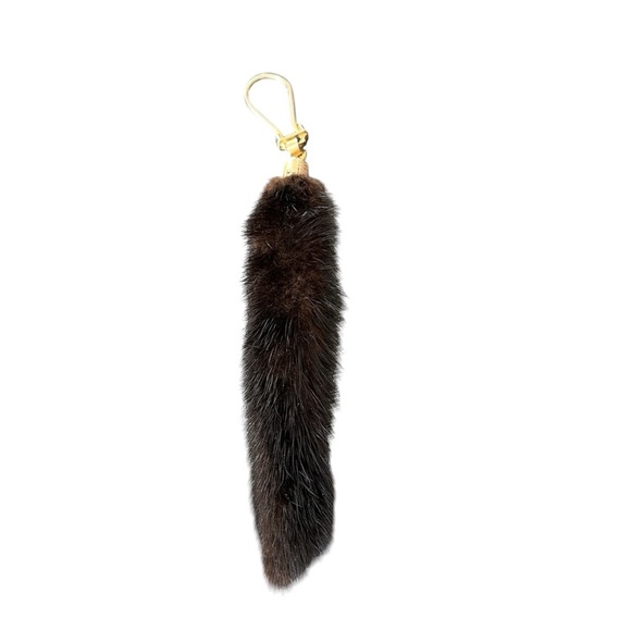 Unique vintage fur bag belt charm key chain brown fur (mink?) - Picture 6 of 16
